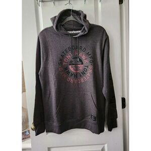 Tony Hawk Stamped Graphic Hoodie Mens ‎ Gray Pullover Kangaroo Pocket Size M
